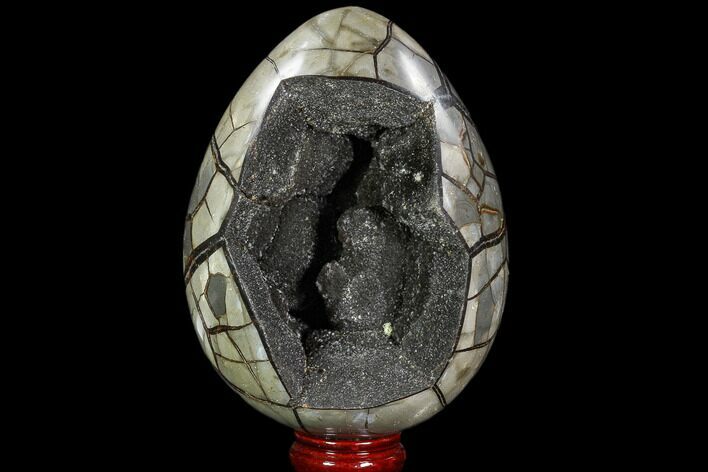 Septarian Dragon Egg Geode - Black Crystals #108067